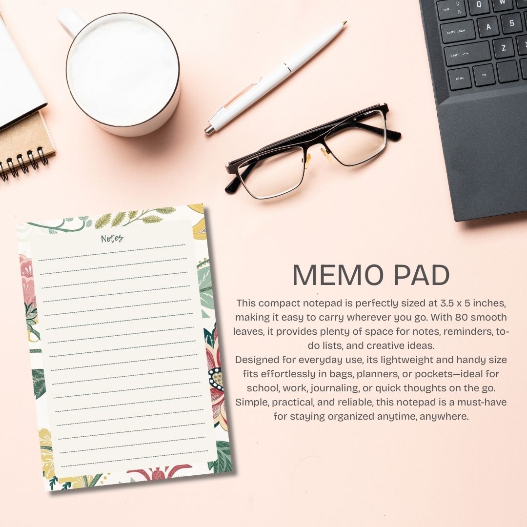 Cream and Green Memo Pad