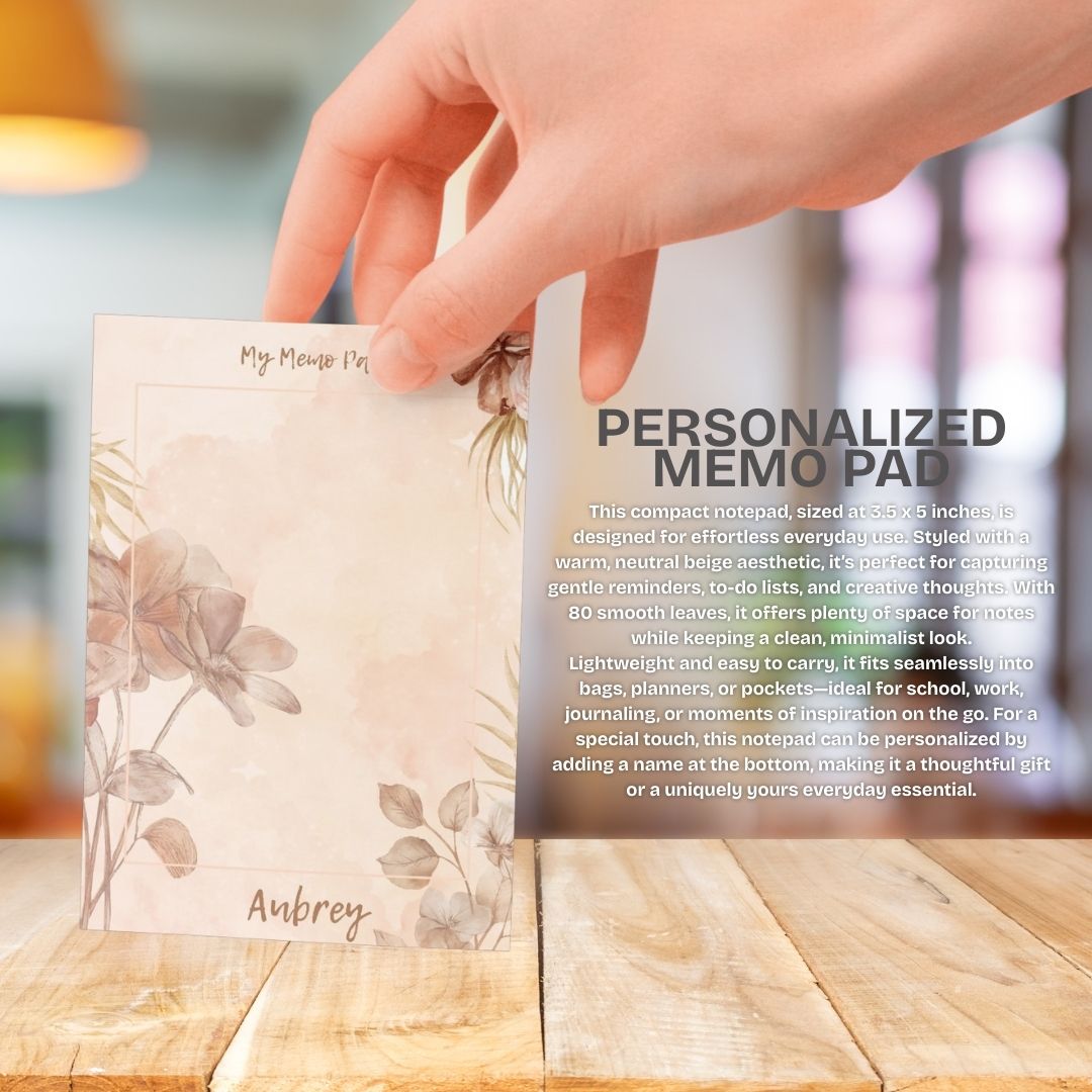 Personalized Beige Aesthetic Memo Pad
