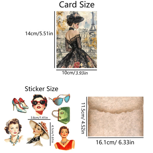 68pcs 80s Modern Girl Vintage Postcard Kit with Stickers & Envelopes