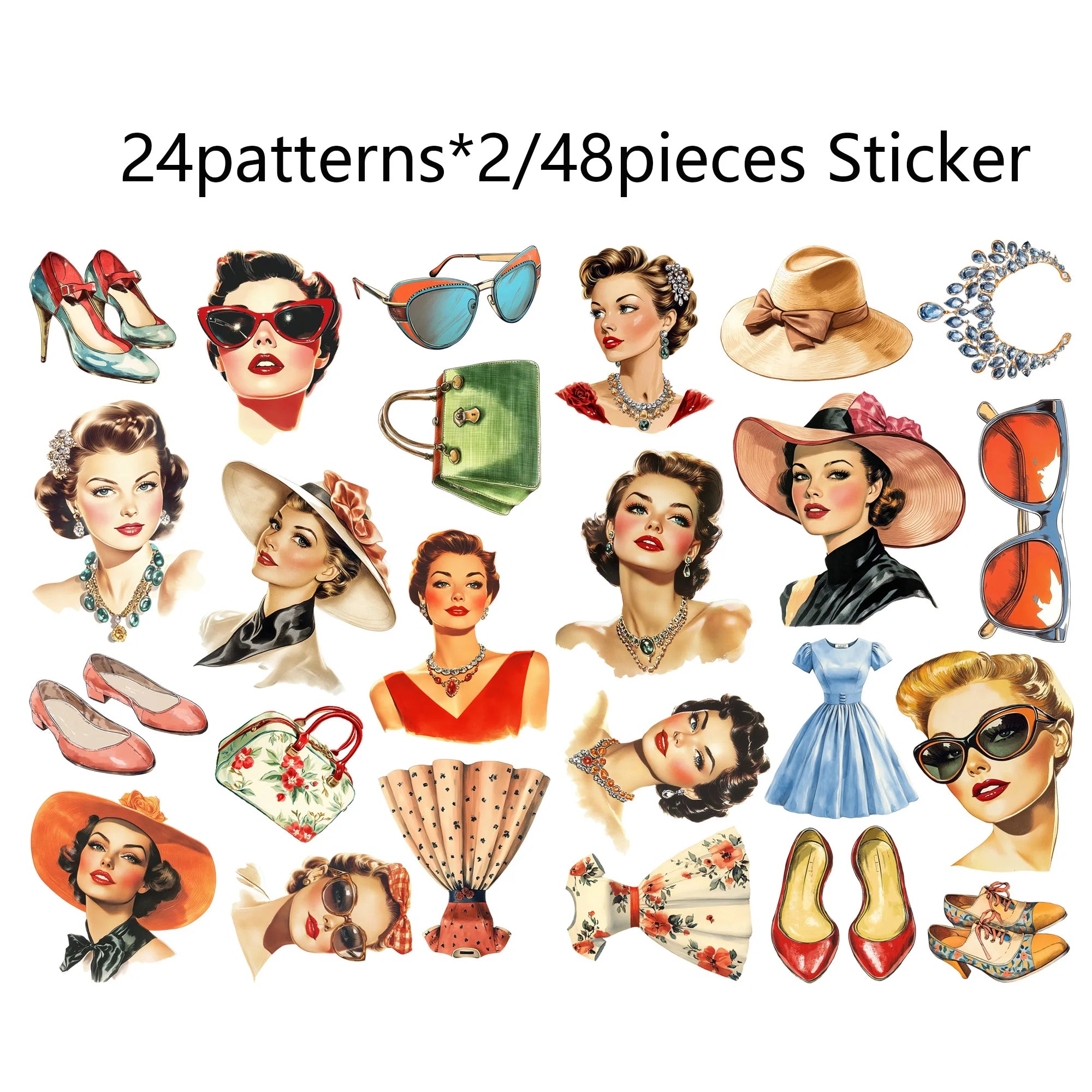 68pcs 80s Modern Girl Vintage Postcard Kit with Stickers & Envelopes